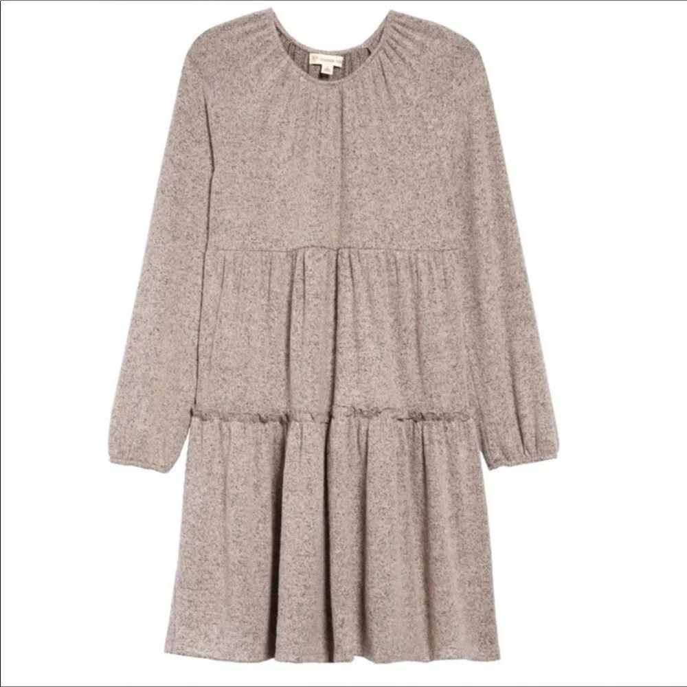 Tucker + Tate Long Sleeve Tiered Ruffle Dress Girls Pink English Heather NWT 4